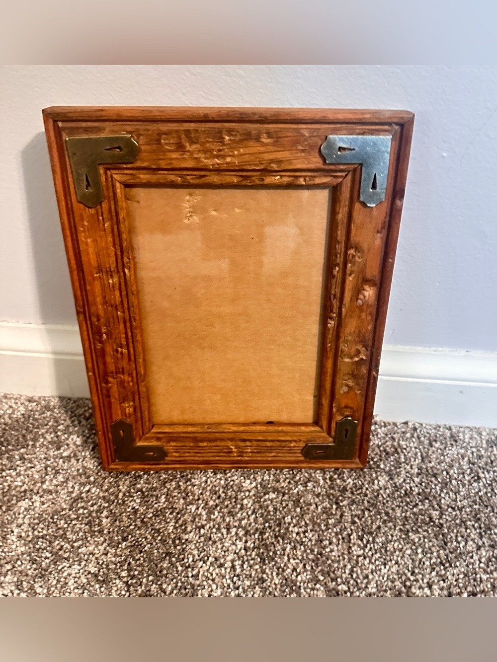 Vintage 5x7 wood frame with metal accents
